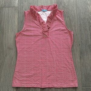 J. McLaughlin red & white sleeveless Durham top